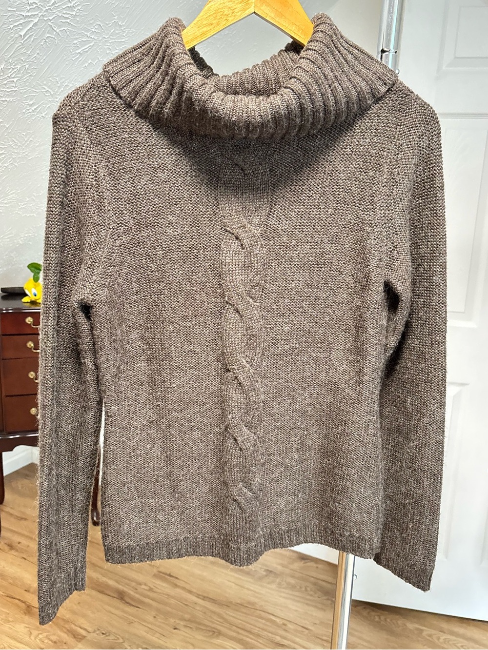 Wool blend cowl neck cable knit sweater. Ann Taylor size medium